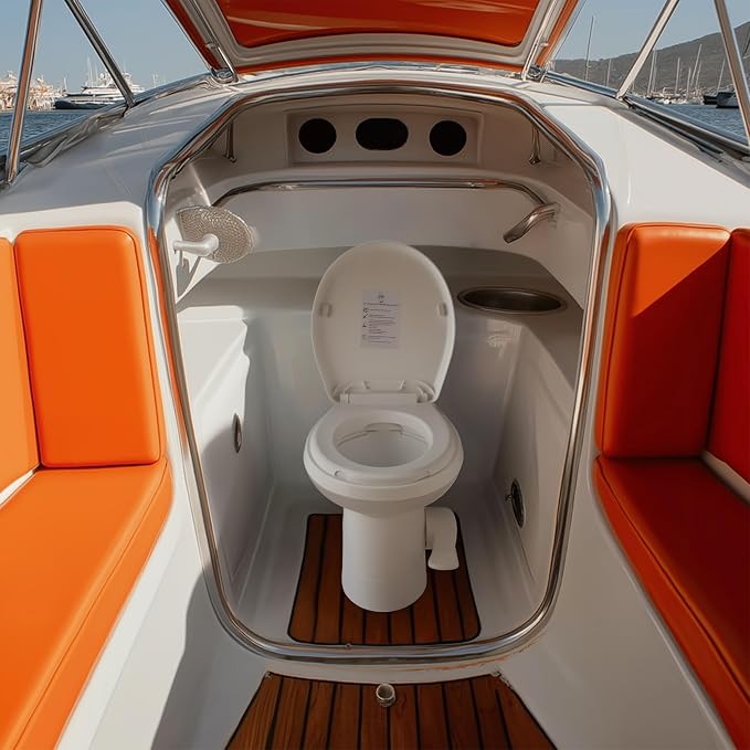 AW 20" High RV Camper Toilet with Bidet Spray Gravity Flush Elongated HDPE | Toilets for Motorhome Caravan