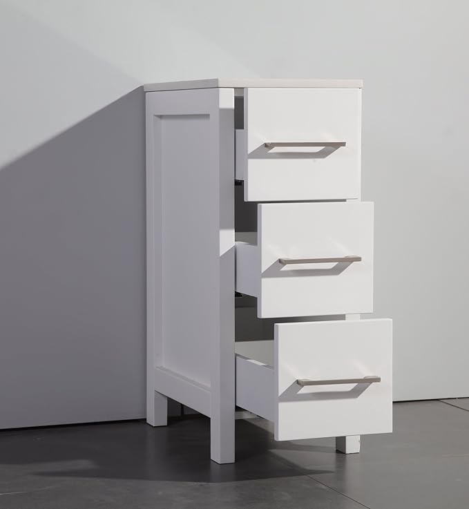 Vanity Art 84 Inch Under Mount Double Sink Bathroom Vanity Cabinet with 2 Mirrors, Ceramic Top Bathroom Cabinet Compact Set with 10 Dovetail Storage Drawers and Brushed Nickel Handles, VA3030-84-W