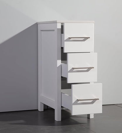 Vanity Art 84 Inch Under Mount Double Sink Bathroom Vanity Cabinet with 2 Mirrors, Ceramic Top Bathroom Cabinet Compact Set with 10 Dovetail Storage Drawers and Brushed Nickel Handles, VA3030-84-W