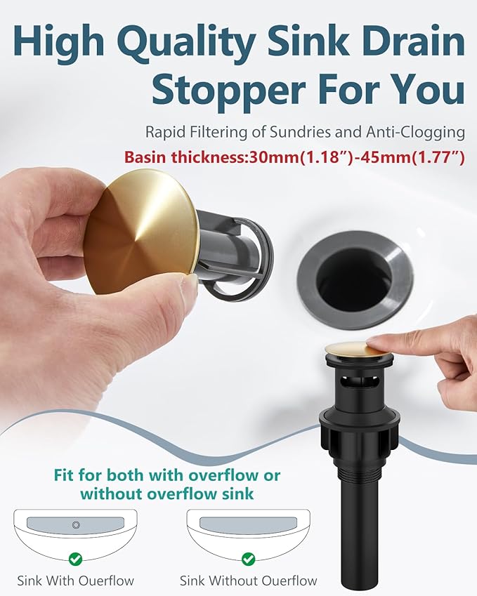 Aolemi Bathroom Faucets for Sink 3 Hole,4 Inch Centerset Waterfall Faucet 2 Handle for Bathroom Sink with Pop-Up Drain and Supply Lines Brush Gold