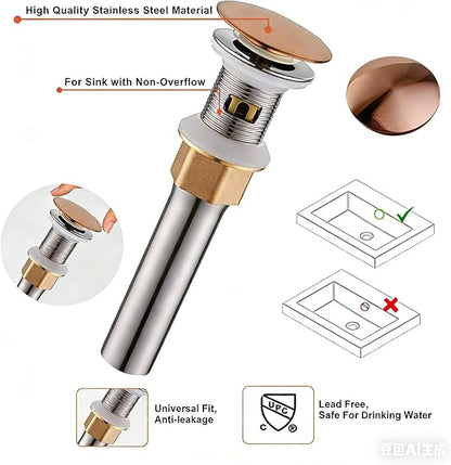 Wovier Rose Gold Widespread Bathroom Sink Faucet,Two Handle Three Hole Brass Lavatory Vanity Faucet,8-16 Inch Basin Mixer Tap with Pop Up Drain Assembly