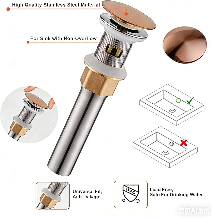 Wovier Rose Gold Widespread Bathroom Sink Faucet,Two Handle Three Hole Brass Lavatory Vanity Faucet,8-16 Inch Basin Mixer Tap with Pop Up Drain Assembly