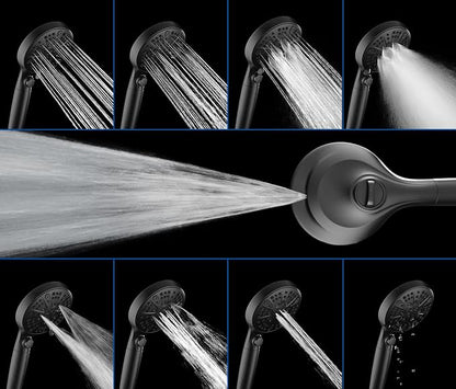 Rain Shower Head with Filtered Handheld Spray Combo Black 2.5 GPM | 10” Rainfall Showerhead with 9-Spray Detachable Handheld, High Pressure, ON/OFF Switch, 15-Stage Filter, Jet for Cleaning