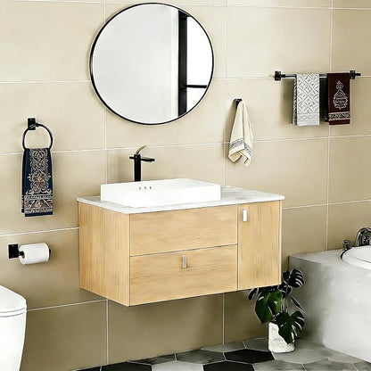 Matte Black Bathroom Accessories Set, 5 Pieces Bathroom Hardware Set, 24 inch Towel Bar, Towel Racks for Bathroom, Robe Towel Hooks, Toilet Paper Holder Wall Mounted