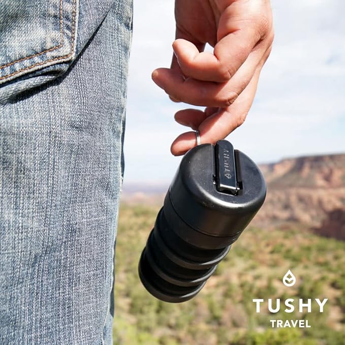 TUSHY Travel Bidet: Collapsible & Expandable for Discreet Portability | Refreshing Clean for Camping, Outdoors & Travel (Peri Bottle for Postpartum Care, Helps with Hemorrhoid Relief), Got2Go Onyx