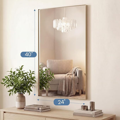 DUMOS 24"x40" Wall Mirror, Bathroom Mirrors for Over Sink, Gold | Tempered Glass & Anti Rust Metal Frame, Decor for Entryway, Living Room, Bathroom, Vanity