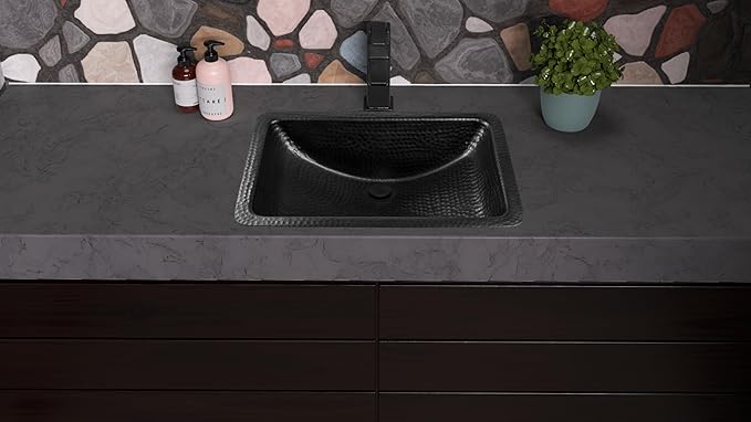 Monarch Abode Bathroom Sink – 21-Inch Venitian Dual Mount Undermount or Drop In Bathroom Sinks, Bathrooms Hand Hammered Matte Black Aluminum Vanity Sink for Countertop, Powder Room, Bath, or Restroom