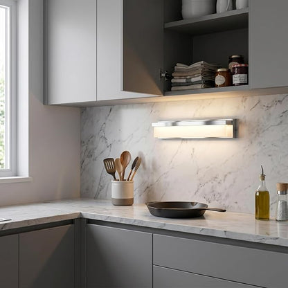 URSOLA LED Bathroom Vanity Light Fixture Over Mirror 24.4 inch Modern Rectangle Finishing Bath Vanity Lighting Bar 4000K Daylight Wall Sconce (Chrome)