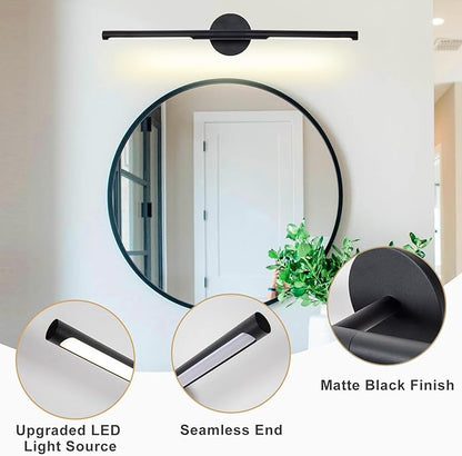 Matte Black Bathroom Light Fixtures Over Mirror 30 Inch, 20W 360° Rotatable Dimmable 4000K Led Vanity Light Bar, Modern Bathroom Vanity Lights Above Mirror