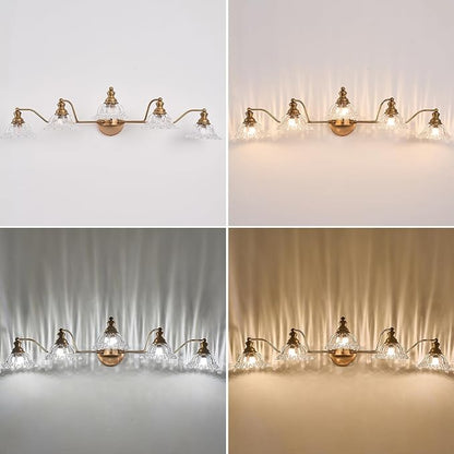 XIEDUN Vintage Brass 5 Light Vanity Light Bathroom Light