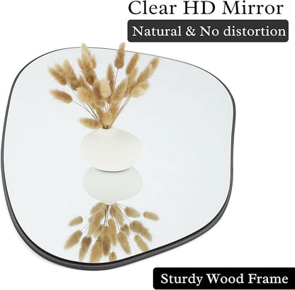 PERFNIQUE Irregular Wall Mirror Asymmetrical Mirror, 40''x26'' Black Mirror for Bathroom Bedroom Living Room Entryway, Decorative Modern Wall Decor, Wall Mounted Mirror (Black, 40" x 26")