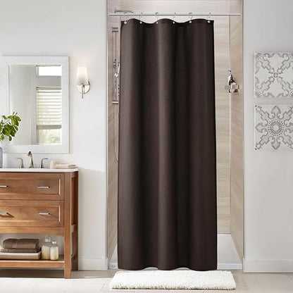 Chocolate Brown 36 Inch Shower Curtain - Stall Narrow Half Linen Ultra Thick Fabric Shower Curtain Set with Hooks, Boho Farmhouse Rustic RV Camper Bath Curtains for Bathroom, 36x72