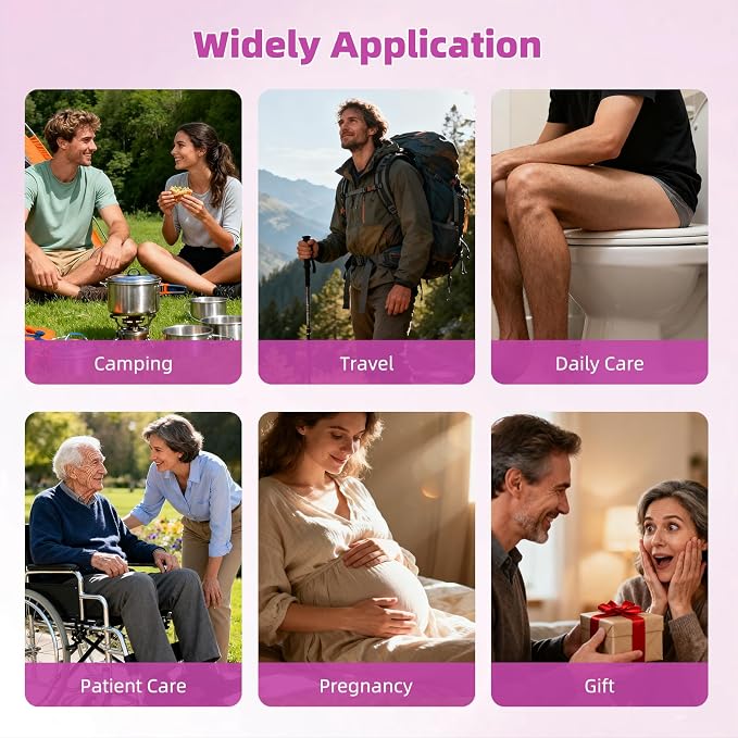 Hibbent Portable Bidet for Travel, High Pressure Electric Handheld Bidet Sprayer, 350-550ML Expandable Bottle for Personal Hygiene, USB-C Rechargeable Waterproof, Travel Sprayer for Women & Men, Pink