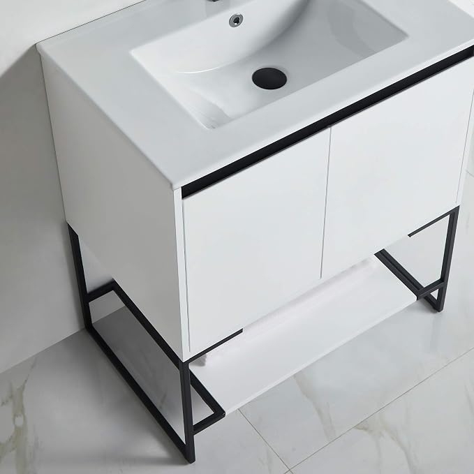 30 Inch Bathroom Vanity with Sink - Modern Knob Free Design, Elegant Space-Saving Solution for Your Bathroom - Durable, Bathroom Vanities for a Contemporary Look - Urbania Collection