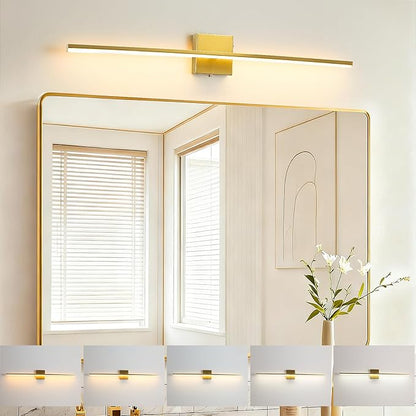 Modern Bathroom Vanity Light 32 Inch, 20W Brushed Brass Bathroom Light Fixture Over Mirror, Dimmable 5CCT LED Wall Sconce Lighting for Restro
