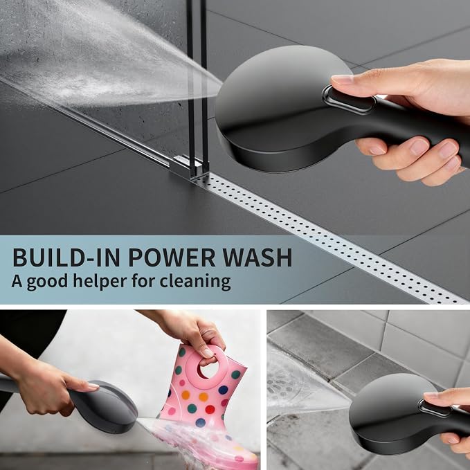 Handheld Shower Head High Pressure, 9-Mode with Power Wash, Matte Black | 71 Inch Kink-Free Hose, Adjustable Bracket, Patented Push-Slide Control, Leakproof for Low Water Pressure