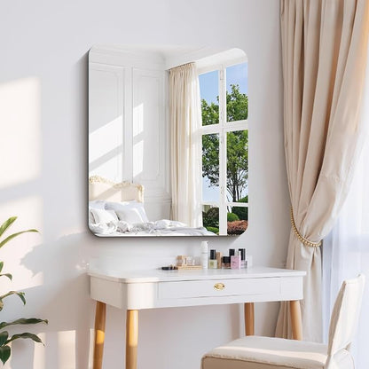 CILIBER Frameless Mirror, 30x36 Inch Rectangle Bathroom Mirror Rounded Corner, 3mm Tempered Glass Frameless Vanity Mirror with Polished Edge for Over Sink, Bedroom, Entryway, Vertical or Horizontal