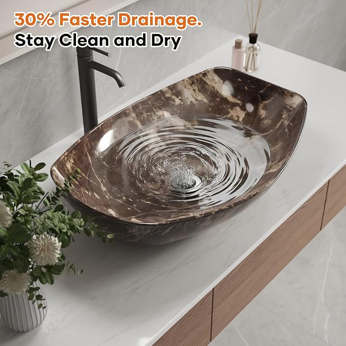 Bathroom Vessel Sink, 22"X16" Boat Shape Bathroom Sinks Above Counter, White Porcelain Ceramic Modern Vanity Sink Art Basin
