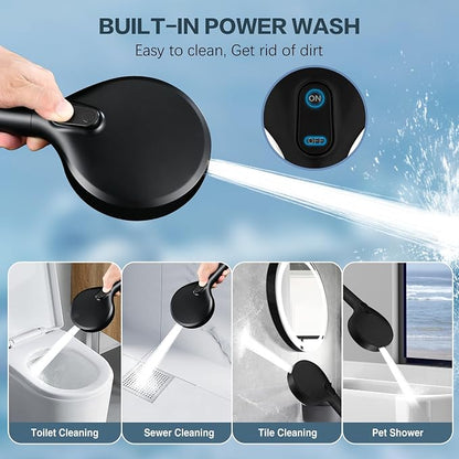 BRIGHT SHOWERS Filtered Shower Head with Handheld, High Pressure 9 Spray Mode Showerhead with Long Hose and Bracket, Water Softener Filters Beads for Hard Water - Removes Chlorine, Matte Black