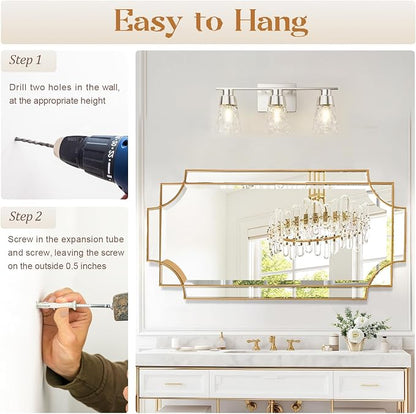 Gold Mirror for Wall, 24"x48" Large Decorative Mirrors for Wall Decor, Polished Bevelled Full Length Long Mirror for Living Room, Bathroom, Bedroom, Entryway