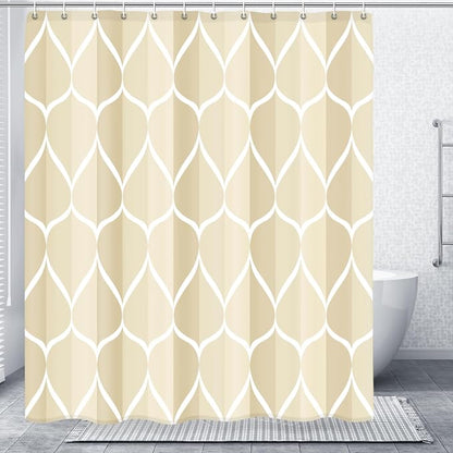 Gelbchu Geometric Shower Curtain for Bathroom, Ivory, 72x72 Inch | with Hooks, Premium Polyester, Quick Dry, Water Repellent, Machine Washable, Rustproof Grommets, Modern Minimalist