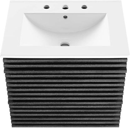 Modway Render 24" Wall-Mount Bathroom Vanity in Charcoal White