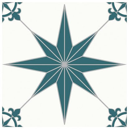 MORCART 20PCS 7.87" x 7.87" Peel and Stick Floor Tile, Blue Spruce Star | Self-Adhesive DIY Vinyl Flooring, Removable and Waterproof Tile Sticker for Bathroom, Kitchen, Wall, Bedroom, Stairs