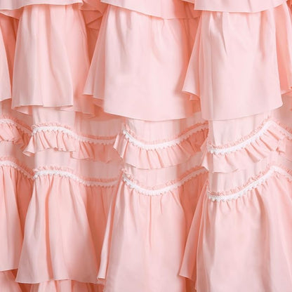 Lush Decor Kemmy Ruffled Shower Curtain, Single, 72" W x 72" L, Peachy Pink - Bathroom Curtain - Fabric Shower Curtains for Bathroom - Coquette Decor