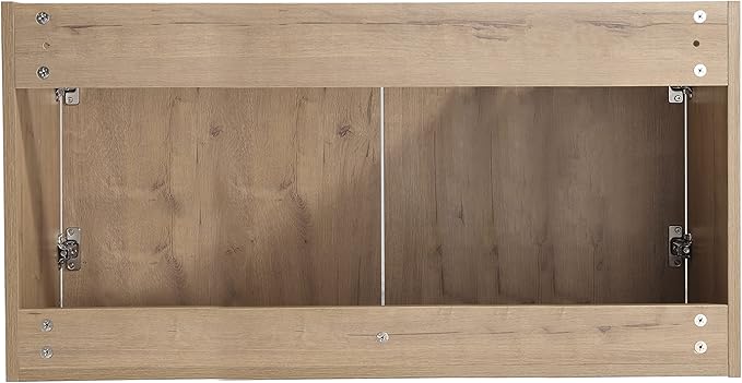 Wall Mount 36 Inch Bathroom Vanity W/Sink Combo for Small Space, Modern Design Vanity Cabinet Gel Basin Countertop, Float Mounting Design Cabinet Set with Double Doors (Oak, 35.4''x18.1''x19.3'')