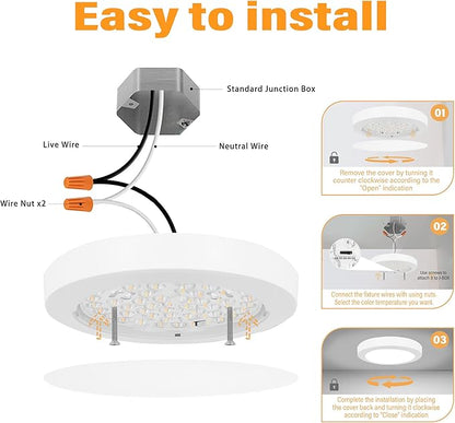ETL 7 inch Small LED Flush Mount Ceiling Light Dimmable,Ultra Slim Round Flat Ceiling Lights 5CCT-2700K/3000K/3500K/4000K/5000K,Modern Ceiling Lamp for Closet,Kitchen,Bathroom 6 Pack(White)