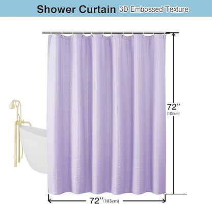 Aiyufeng Light Purple Shower Curtain for Bathroom, Embossed Textured Fabric Shower Curtain for Bathroom - Soft Cloth & Hotel Spa, Machine Washable, 72X72, Light Purple