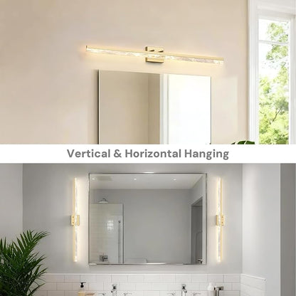 L LOHAS LED 48 Inch Gold Vanity Light Bar Over Mirror Marble Acrylic 3CCT | Modern LED Vanity Light With Marble Acrylic Shade, Adjustable Bathroom Mirror Lighting for Bedroom and Living Room