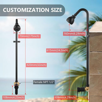 Outdoor Shower Kit,Outside Shower with Single Handle,Matte Black | Hot and Cold Outdoor Shower Fixtures,Stainless Steel,with Rotatable Shower Head,Easy Installation