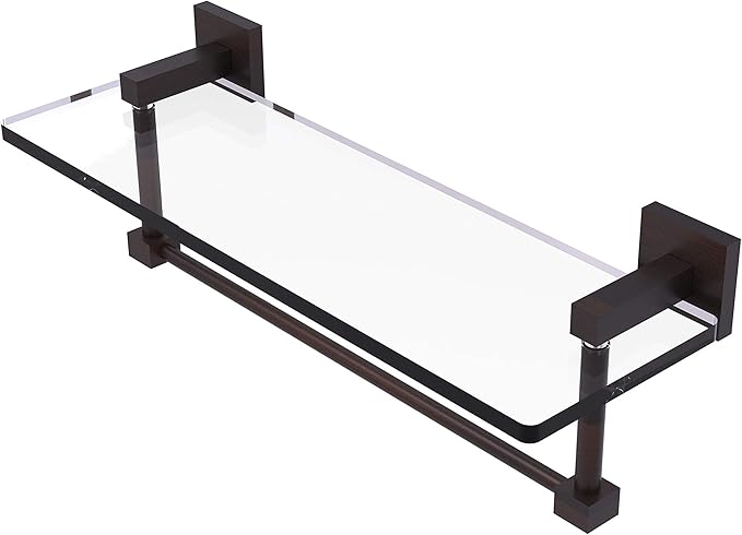 Allied Brass MT-1-16TB Montero Collection 16 Inch Vanity Integrated Towel Bar Glass Shelf, Venetian Bronze