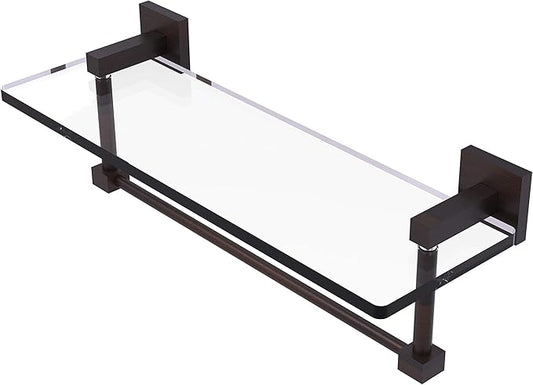 Allied Brass MT-1-16TB Montero Collection 16 Inch Vanity Integrated Towel Bar Glass Shelf, Venetian Bronze