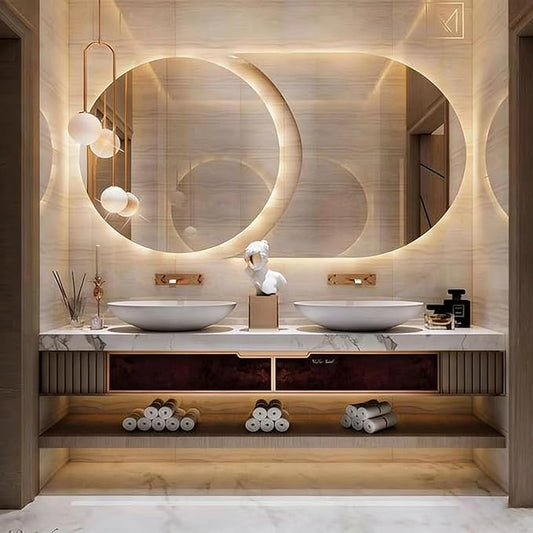 Oneroom Floating Bathroom Vanity Set with Double Sinkbathroom Cabinet with Sink,Giant Mirror-Lighted Vanity Mirror wall Mounted,Bathroom Vanity with Double Sink/wall Mirror for Bathroom