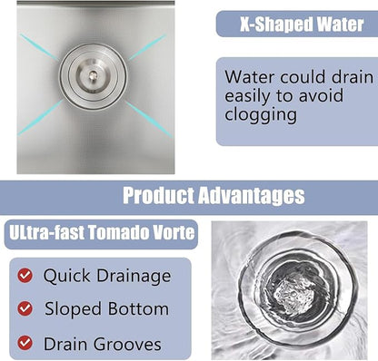 20x16 Inch Drop In Kitchen Sink, 3D Embossed Surface Finish Topmount SUS304 Stainless Steel Single Bowl Sink, Extra-thick 16 Gauge For RV Laundry Utility with Basket Strainer