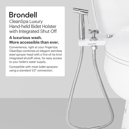 Brondell Bidet - CleanSpa Luxury Hand-Held Bidet and Mounted Holster with Integrated Shut Off in White