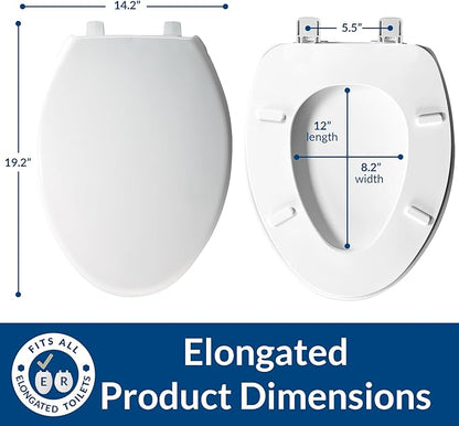 BEMIS 7800TDG Commercial Closed Front Plastic Toilet Seat, Heavy Duty Industrial Seat with Lid, Secure Installation for Long Lasting Hospitality Use, Elongated, White