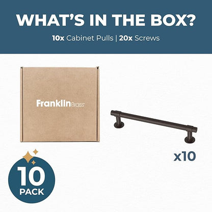 Franklin Brass Francisco (10-Pack) Cabinet Handles 5-1/16" Hole Center Pulls | Deep Bronze Hardware Kitchen Door, Drawers, Dressers, Furniture P29618K-324-B1