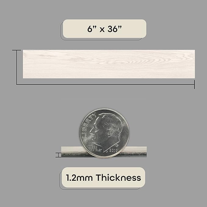 Vinyl Peel and Stick Floor Tile, Self-Adhesive Wood Plank, 60-Pack (90 Square Feet) - 6 Inch Width, 36 Inch Length, 1.2mm - White Oak - Easy DIY Nexus Planks for Any Room by Achim Home Decor