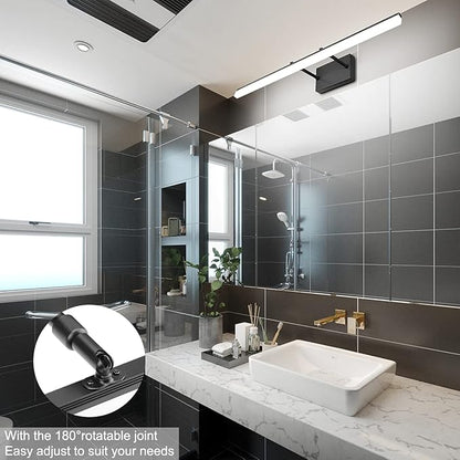 Aipsun 31.5 inch Modern Black Vanity Light Adjustable Bathroom Light Fixtures Over Mirror Rotatable Vanity Lighting 5500K