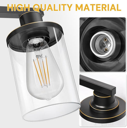 L LOHAS LED 4-Light Bathroom Vanity Light, Black | Modern Bathroom Light Fixture for Bathrooms, Bedrooms and Hallways