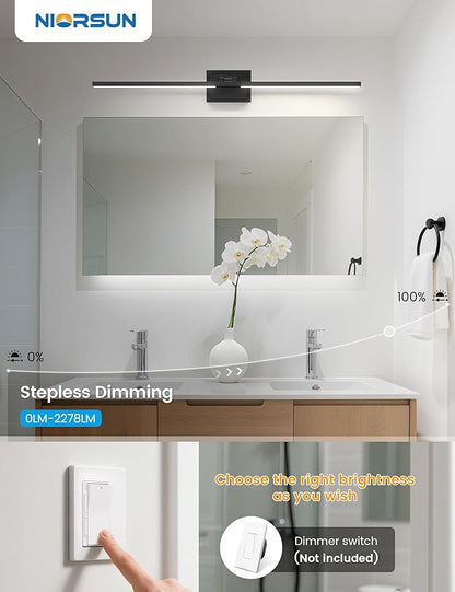 NIORSUN 39.4 Inch Modern Bathroom Light Fixture, 34W 5CCT Dimmable LED Black Bathroom Vanity Lights Over Mirror, Vanity Lights for Bathrooms Restroom Mirror