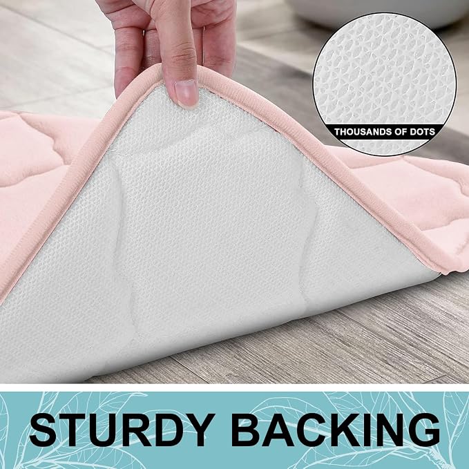 OLANLY Memory Foam Bath Mat Rug 70x24, Ultra Soft and Absorbent Bathroom Rugs, Non-Slip, Comfortable, Machine Washable Bath Carpet for Bathroom Floor, Tub, Shower and Home Decor Accessories, Pink