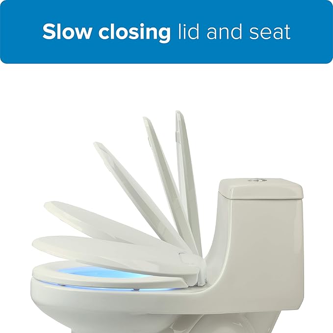 Brondell L60-EB LumaWarm Heated Nightlight Elongated Toilet Seat, Biscuit