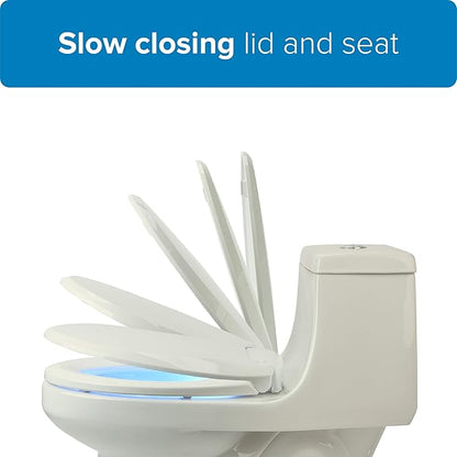 Brondell L60-EB LumaWarm Heated Nightlight Elongated Toilet Seat, Biscuit