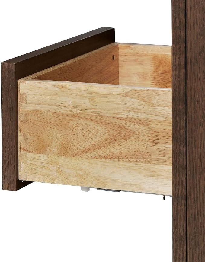 ARIEL Hepburn 60-inch Bathroom Vanity with Sink,Solid Wood, 1.5-inch Carbon Black Quartz Countertop, Double Rectangular Porcelain Sink, Soft Closing Doors, Dovetail Drawers, Brown Oak