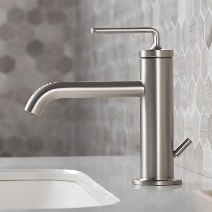 KRAUS Ramus Single Handle Bathroom Sink Faucet with Lift Rod Drain in Matte Black, KBF-1221MB