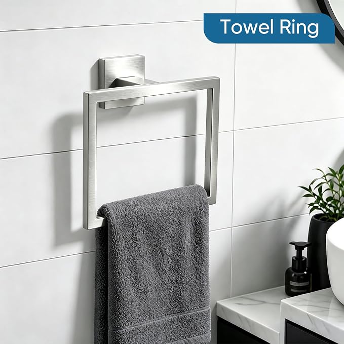 Brushed Nickel Towel Bar, SUS304 Stainless Steel Bathroom Hardware Set, Towel Racks for Bathroom Wall Mounted, 24-Inches